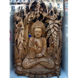 Hand made wooden buddha statue