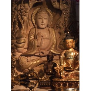 Statue du Bouddha Shakyamuni en médiation sous l'arbre de la boddhi